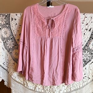 Westport Pink Lace Detail Women's Top Size XL